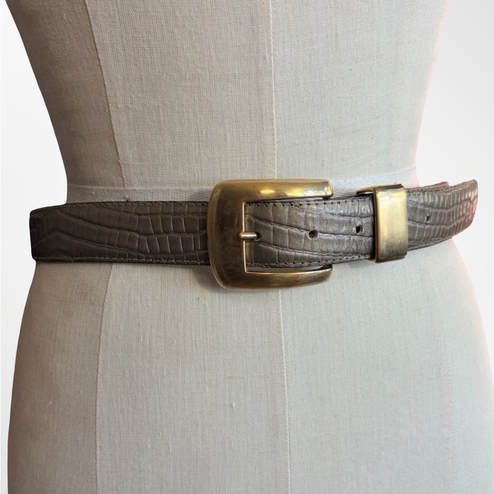 Vintage Elite Fresno California Croc-Embossed Leather Belt Women's Size M/L